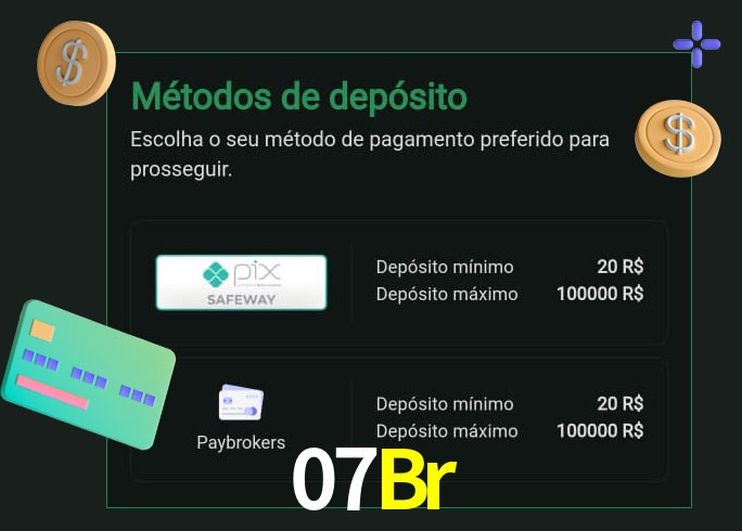 O cassino 07Br oferece uma grande variedade de métodos de pagamento